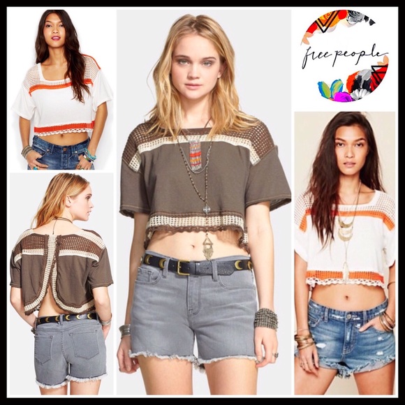 Free People Tops - FREE PEOPLE KNIT CROP TOP ENVELOPE BACK TEE A2C